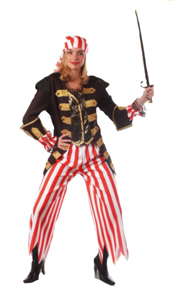 piratendame goud - Willaert, verkleedkledij, carnavalkledij, carnavaloutfit, feestkledij, piraat, piraten, ahoi, kapitein, waterratten, zeerover,